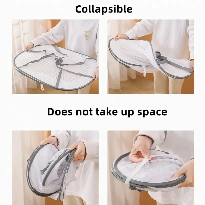 Folding clothes drying net Flat drying net pocket with zipper Folding fishing net Non toxic polyester net 6
