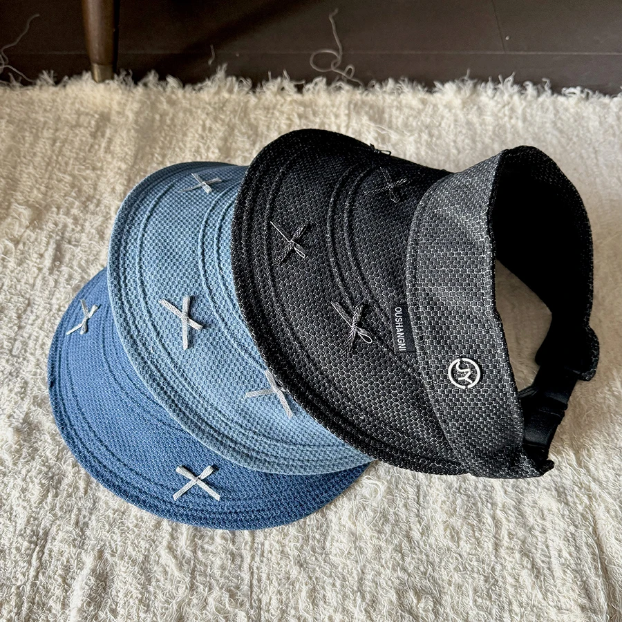 

Пустая летняя синяя джинсовая шляпа Luna & Dolphin с маленьким бантом, пляжная шляпа для отдыха с УФ-вырезом, регулируемая Корейская версия, универсальная шапка для отдыха