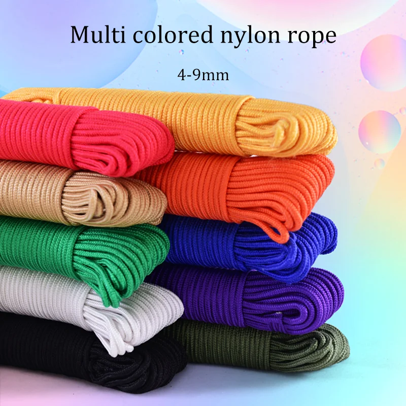 Cuerda de sujeción de 4-9mm, cuerda de nailon tejida de colores, paracaídas de rescate, patio, Camping, Montañismo