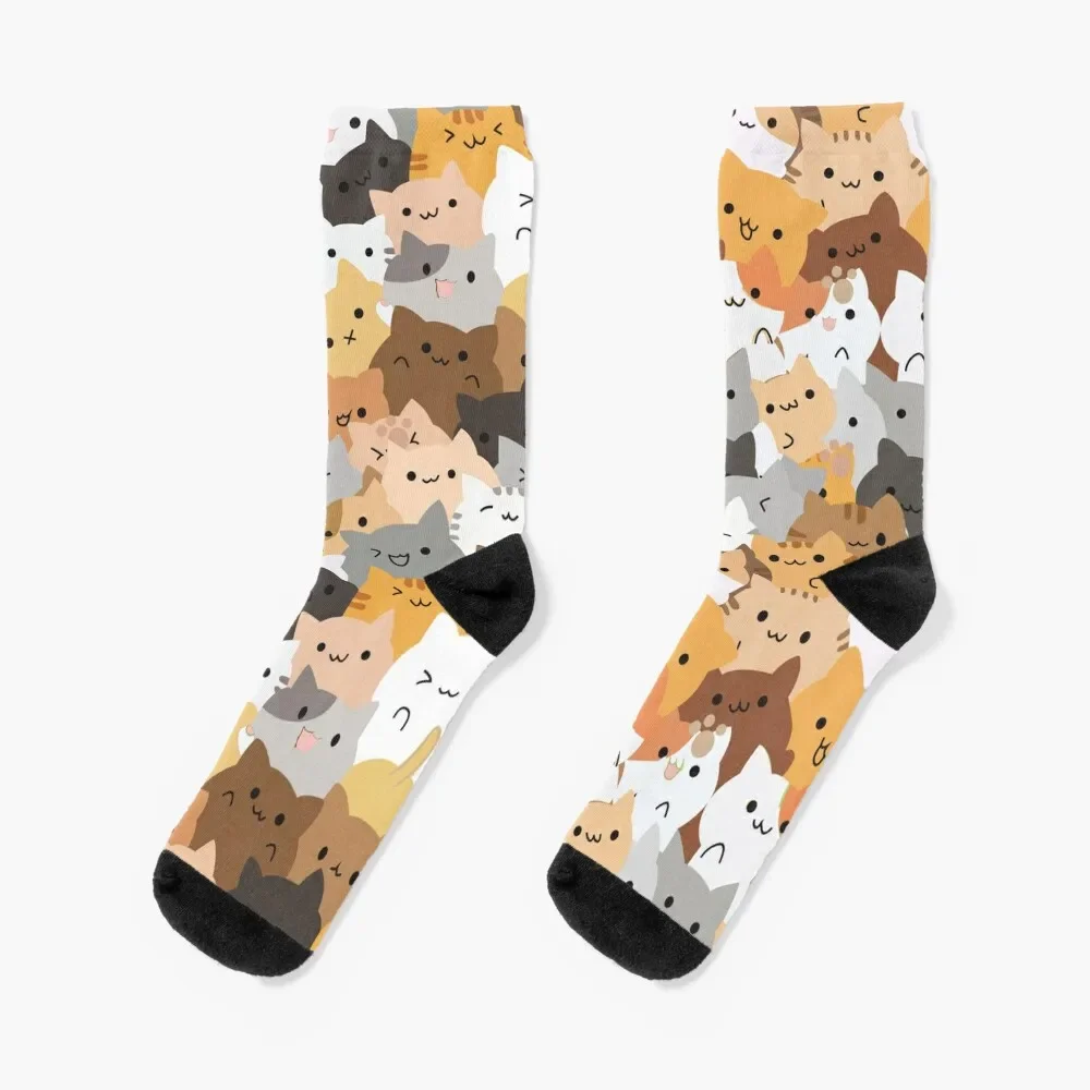 

Sweet Happy Cub Kittens - Cats Pattern Socks anime warm winter Rugby Luxury Woman Socks Men's