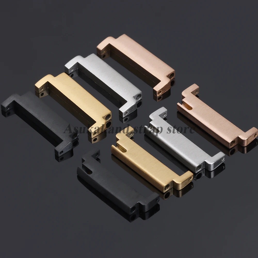 Steel Watch Band Adapter Set with Quick Release Pins - 2 Piece Spring Bar Connector Kit