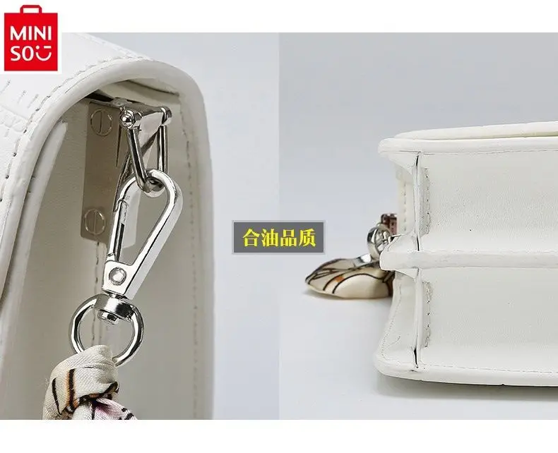 MINISO Disney Luxury Brand Mickey Ribbon Chain Crossbody Bag Women's Fashion High Quality Large Capacity Storage Cambridge Bag