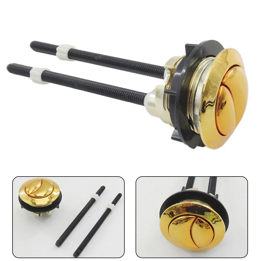 Golden Toilet Button Toilet Water Tank Flush Dual Push Button Double-push Flush Crescent Shape With 2 Rods toilet flush button