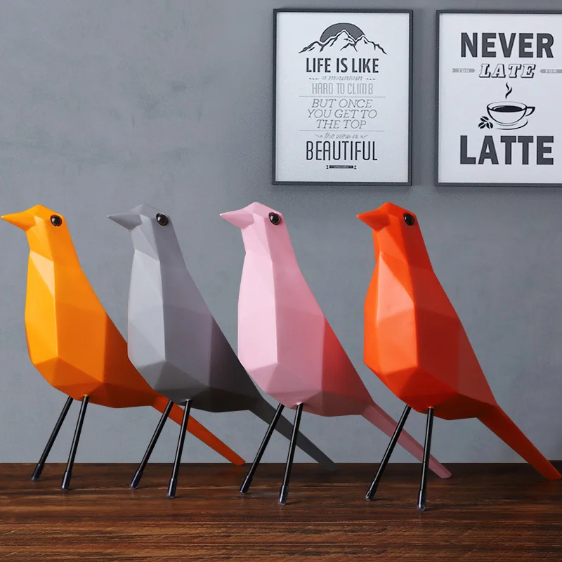

Resin Bird Sculpture Abstract Geometric Style Birds Figurine Animal Statue Crafts Desktop Home Decor Ornament
