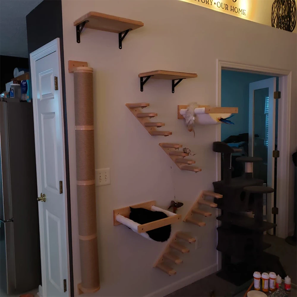 Title 5, Wall Mounted Cat Climbing Shelf Hammock Stairwa...