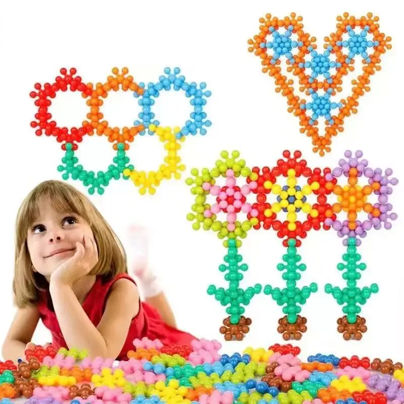 60/200PCS 3D Plum Building Blocks set Toys Snowflake Building Blocks Toys DIY Educational Puzzle Kids Boy Girl Gifts