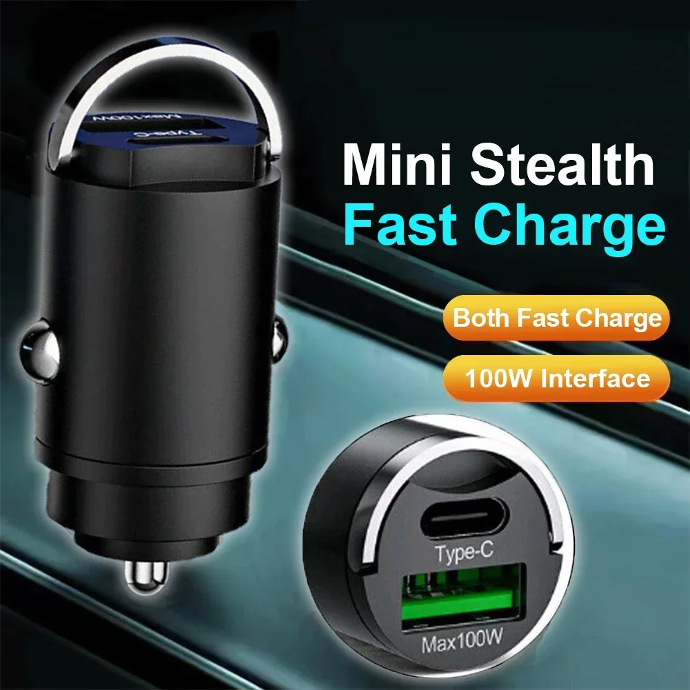 200w Mini Car Charger Lighter Fast Charging 100w Pd Usb Type C Dual Ports For Xiaomi Samsung Huawei