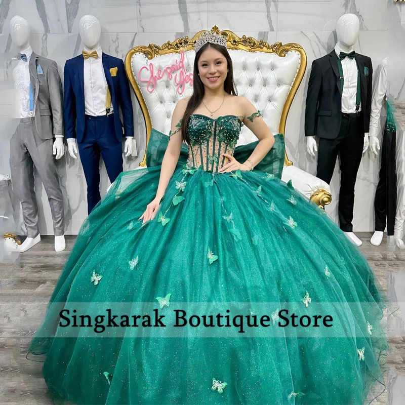 Quinceanera Dresses Pink Quinceanera Dresses Ball Gown Sweet 16 Dress Bow Butterfly Appliques Crystal Graduation Party Gowns Vestido De 15 anos
