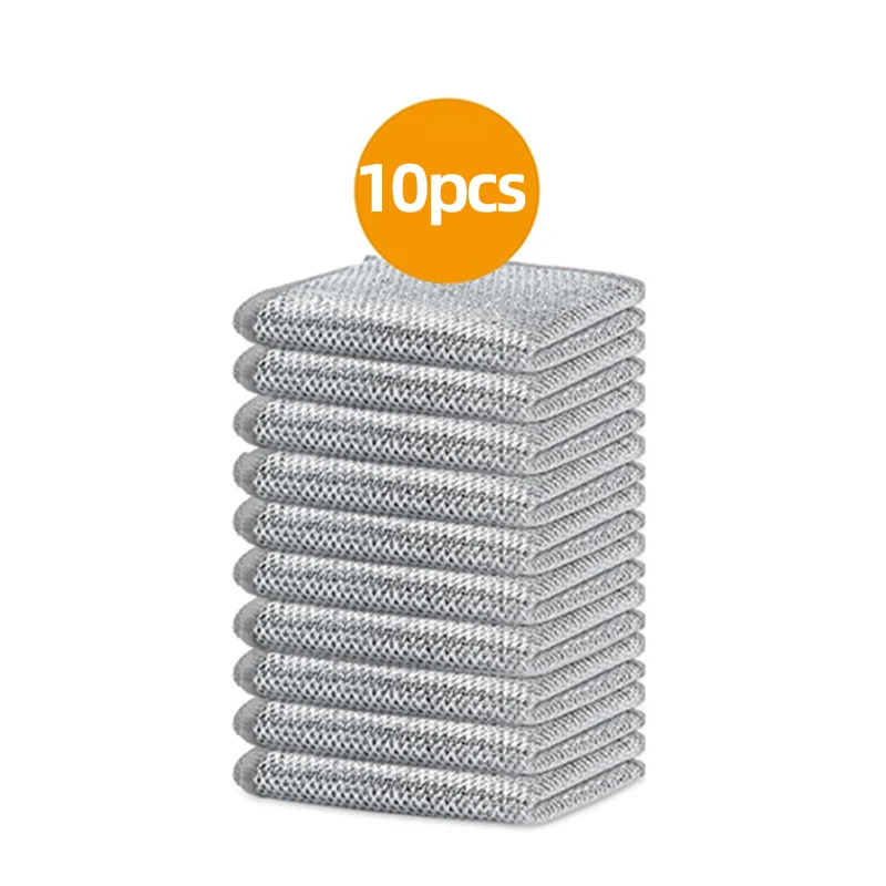Stainless Steel Non-Scratch Quick-Dry Silvery Cleaning Cloths - Reusable Kitchen Dish Towels