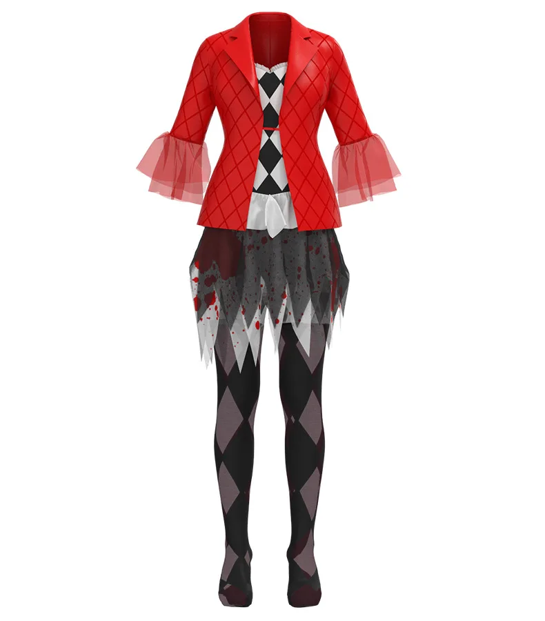 Halloween Joker 2 Movie Cos Costume Ugly Harley Quinn Cosplay Stage Performance Clothes Carnival Party Costume Outfits