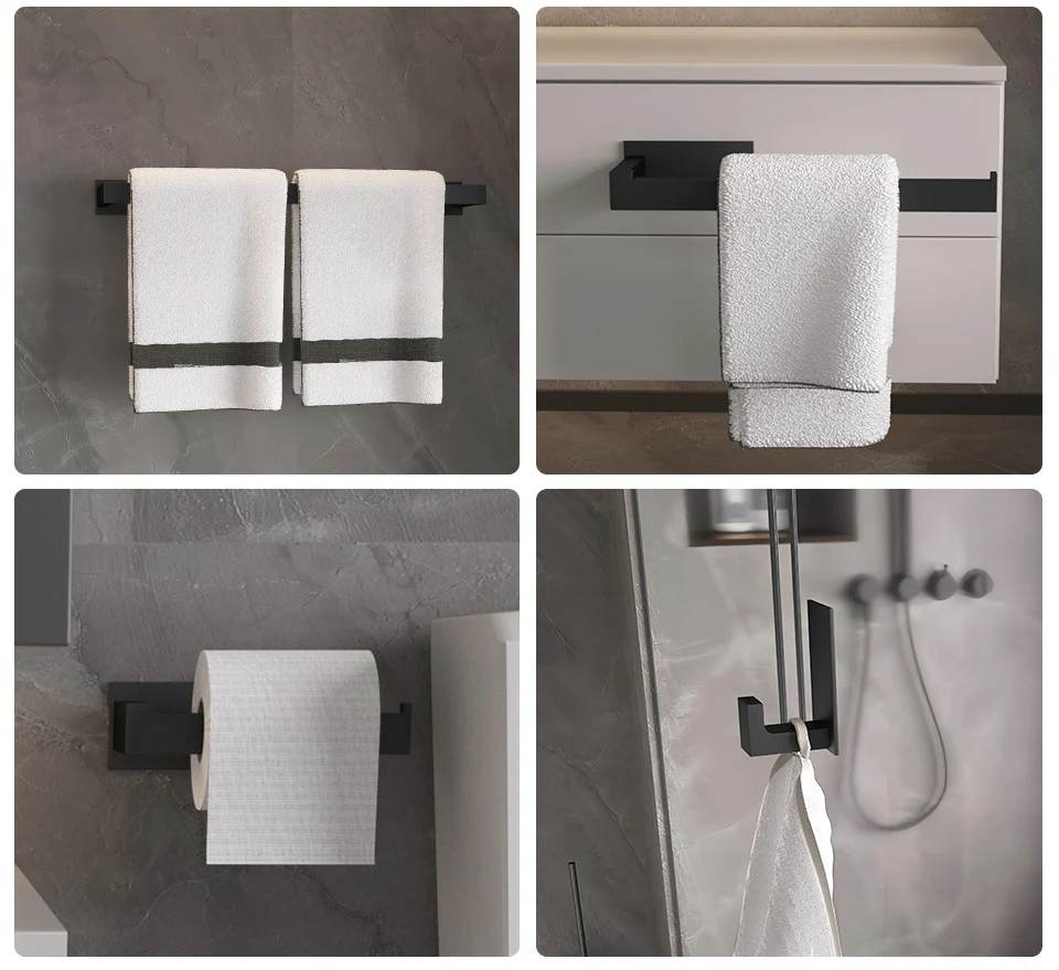 Black Self Adhesive Bath Set image 2
