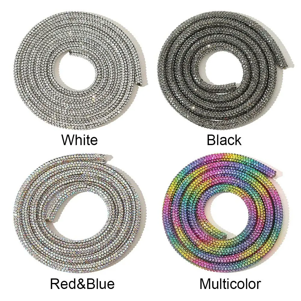 Sparkling Round Rhinestone Rope Glass Crystal Cord Full Rhinestone Pipe DIY Handmade Shoelace Bracelet Bridal Dress Decorative