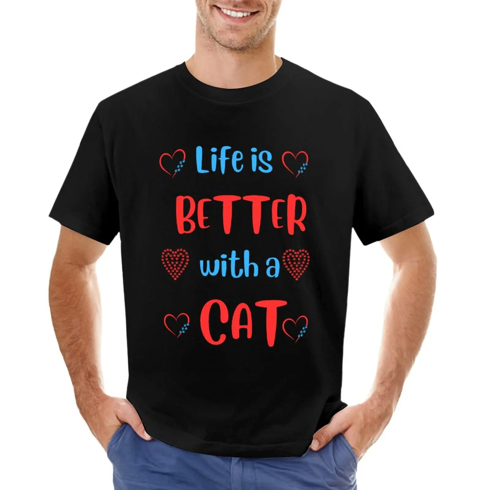 

LIFE IS BETTER WITH A CAT T-Shirt aesthetic clothes t shirts for men pack