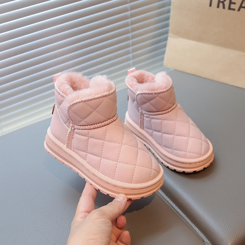 Warm Quilted Non Slip Kids Ankle Boots for Outdoor Play