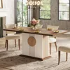 55" Rectangular Dining Table for 4 to 6 People, Farmhouse Wood Dinner Table for Kitchen, Dining Room & Living Room, O 1