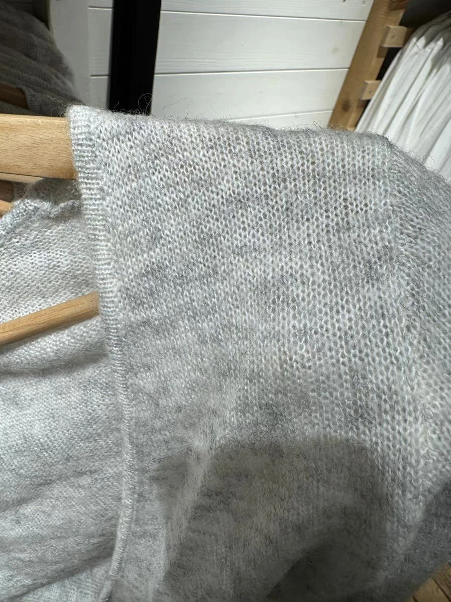 Gray Lace-up Knitted Long Sleeve T-shirt Cardigan Autumn V-neck Cotton Casual Smock Solid Simple Sweet Wrap Tee Crop Tops Y2k 5