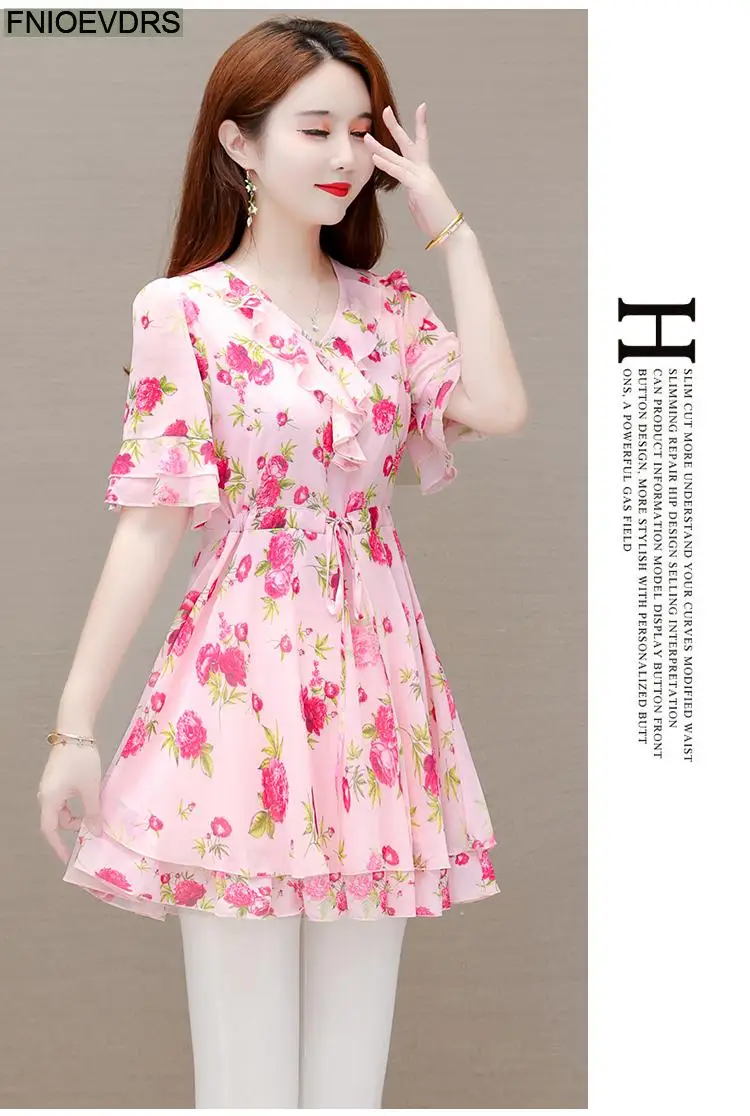 M-5XL 2023 Clothes Clothes Women European Style Elegant Basic Shirt Floral Print Retro Ruffles Belly Tunic Peplum Top Blouses