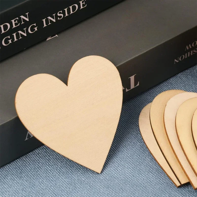 1-15cm Unbehandelte Holzherz-Scheiben, Natürliche Blanko-Holzherzen für DIY-Basteleien, Kunst, Malerei, Hochzeit, Valentinstag-Dekoration – Detail 12