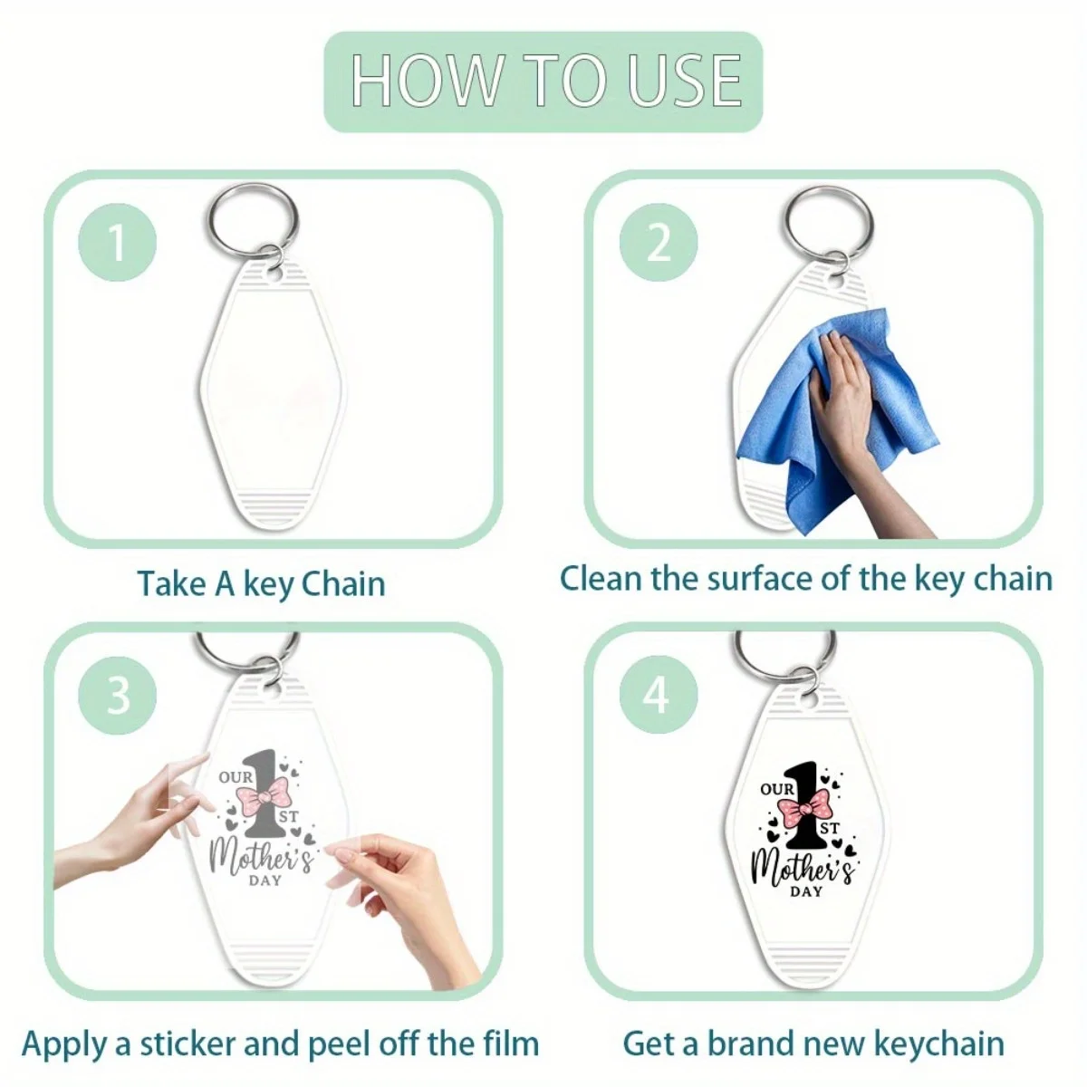 60 조각 최고의 마더 UV DTF 전사 내구성이 뛰어난 고점도 접착제 DIY 공예 사무용품 및 열쇠고리에 적합