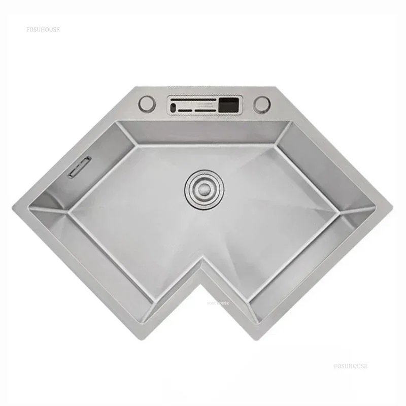 L-shaped Stainless Steel Corner Kitchen Sinks Kitchen Accessories Large Single Sink Modern Small Apartment Special Washing Sink