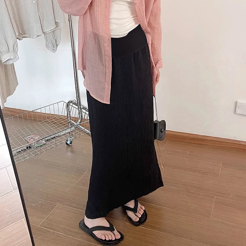 spring maternity dobby skirts slim back split ankle-length pregnant woman empired dobby skirts
