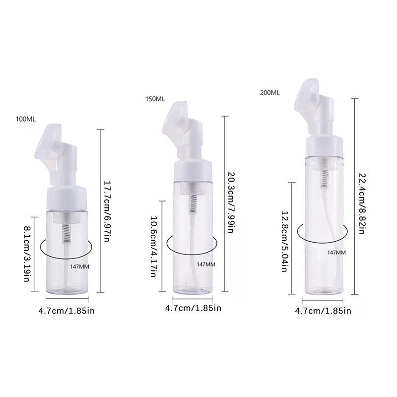 Foaming Pump Bottle with Silicone Brush Head for Face Cleansing (Available in 100ml, 150ml, 200ml)