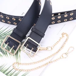 Punk Style Hole Decorative Double Row Versatile Fashion Women's Perforated Chain Pants Belt Popularity