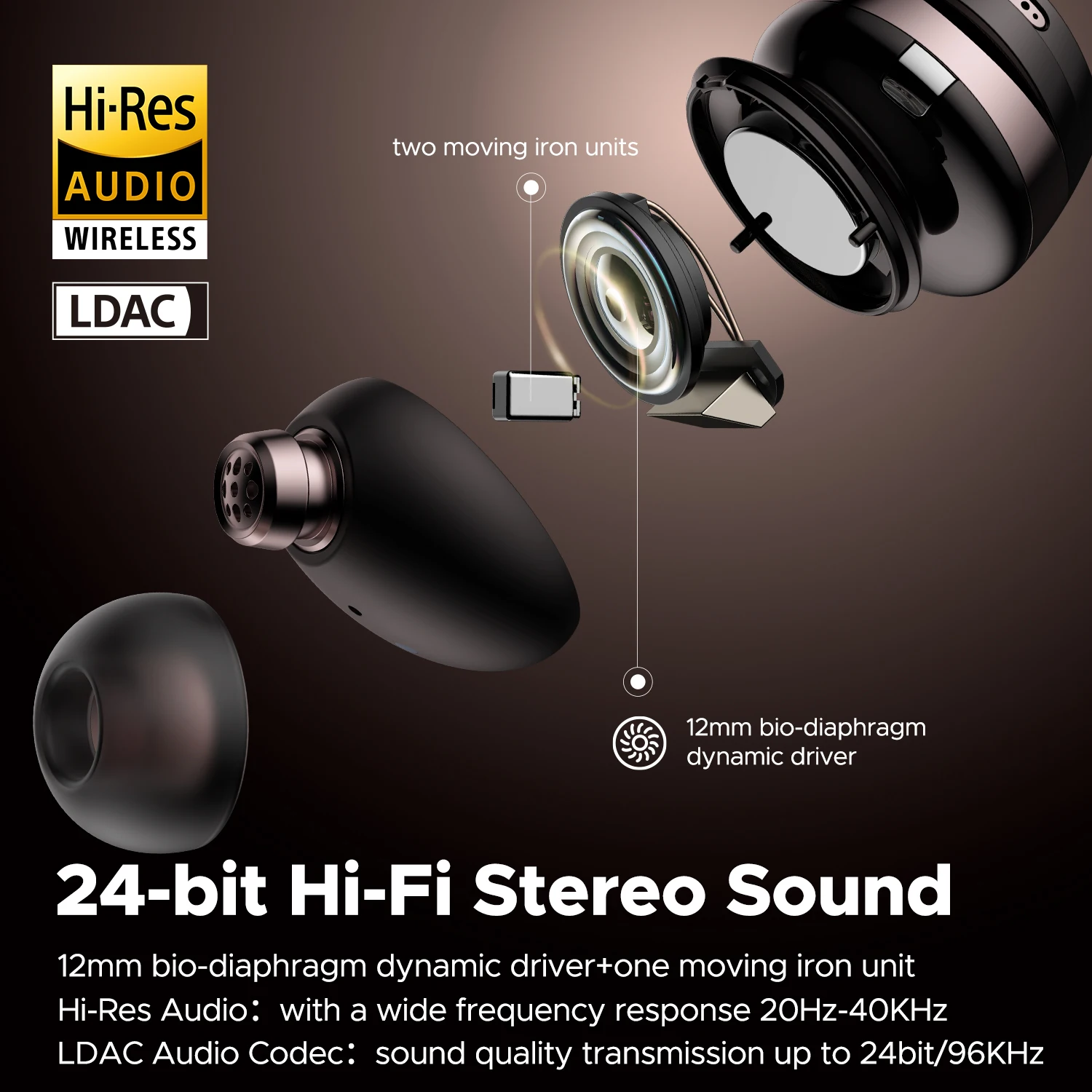 Soundpeats Opera 03 ANC 블루투스 V5.3 이어폰, 고해상도 무선 이어버드, LDAC Hi-Fi 오디오, 12mm 드라이버 스테레오 사운드, ENC 듀얼 마이크