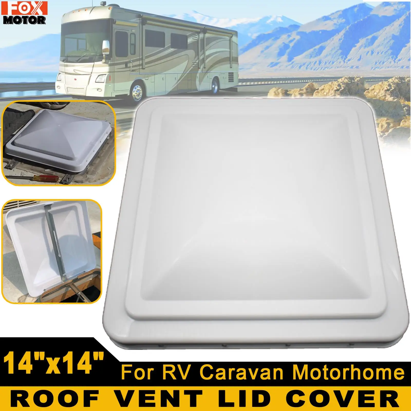 14 Inch White Universal RV Roof Vent Lid Replacement Caravan Trailer Motorhome Vent Cover Import And Export Ventilation Hood universal 2pcs car fender side vents decor air flow intake hole grille spoiler diy style car air flow intake vent hood cover