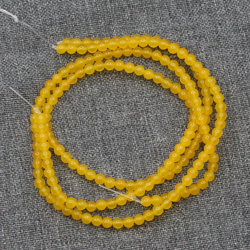 APDGG 4mm 5 Strands Yellow Jade Round Beads Gemstone Beads 15