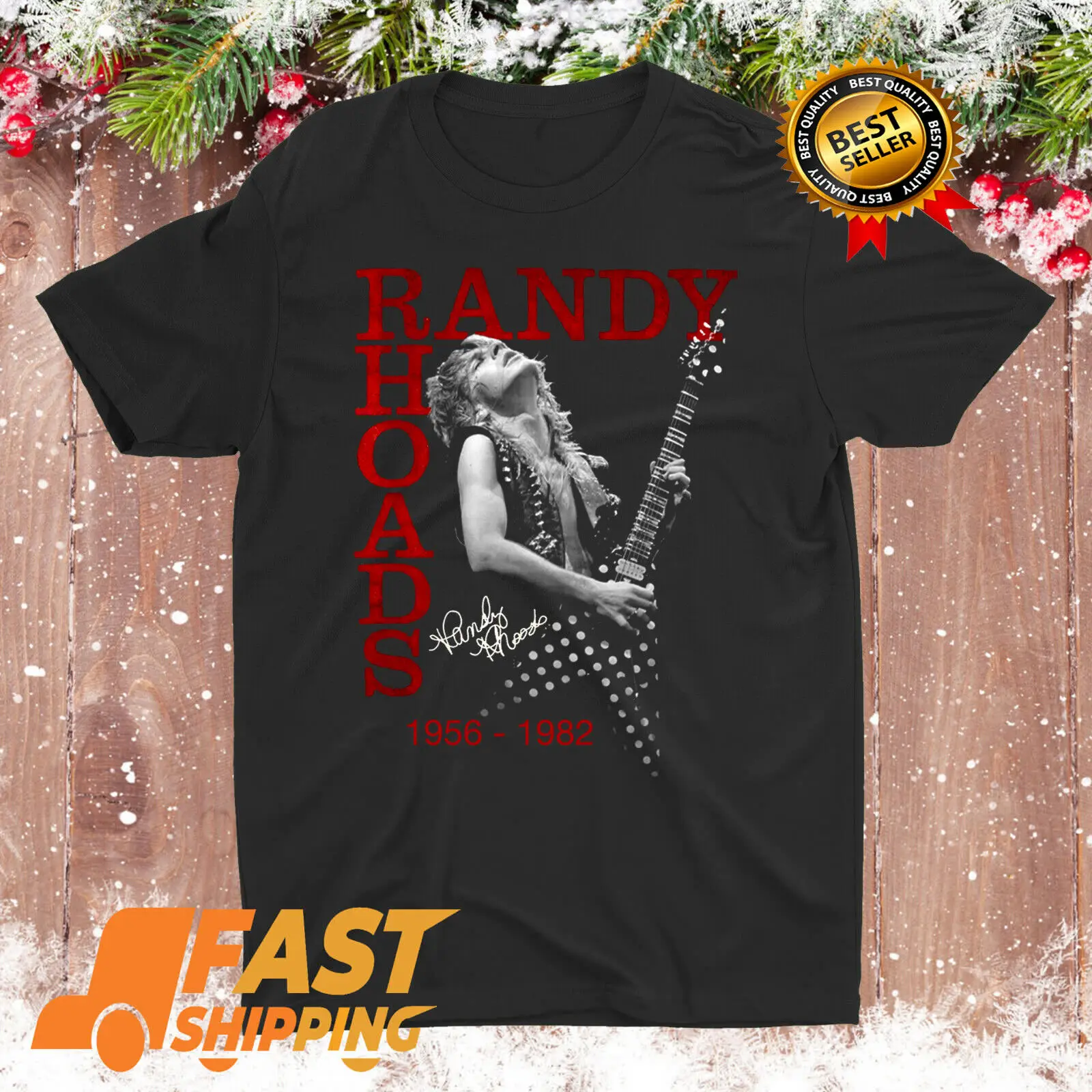 Vintage RANDY RHOADS Guitarist Signed 1956-1982 Black Unisex S-4XL Shirt DD263 long or short sleeves