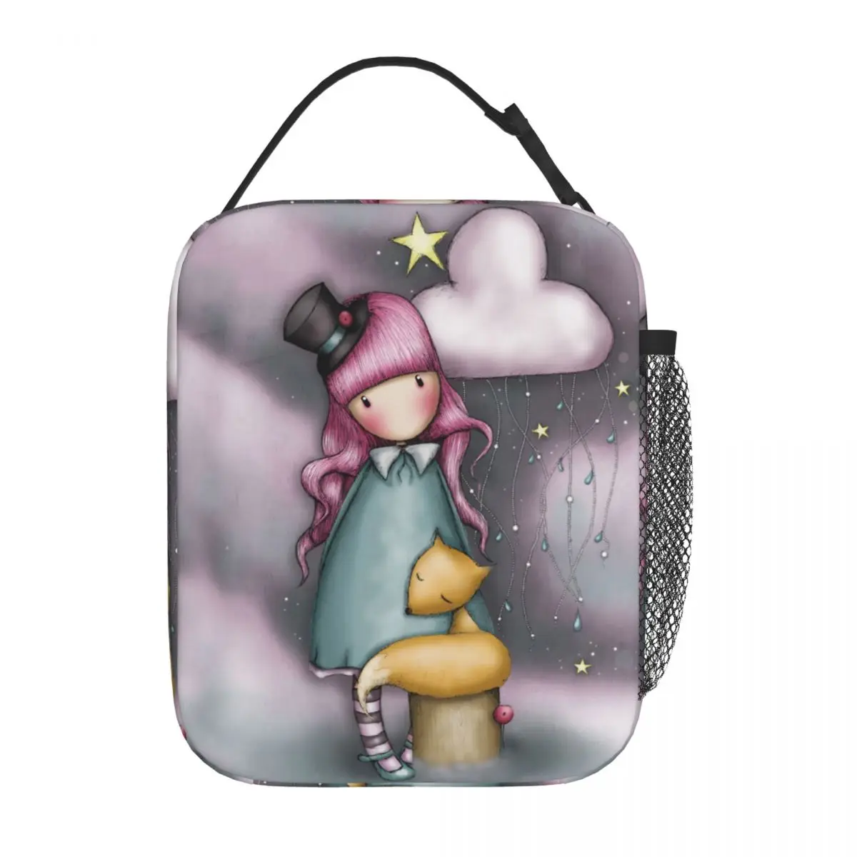 Pink Santoro Gorjuss Doll Merch Insulated Lunch Tote Bag Per School Office Food Box Portable Thermal Cooler Lunch Box