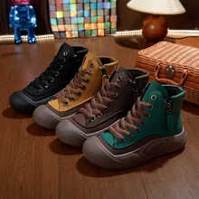  Heightened thick-soled casual shoes 2023 brown shoes women's trend breathable women's short boots 