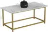 White Faux Marble Coffee Table Simple Modern Rectangular Coffee Tables Open Design Minimalist Center Table for Living Room 3