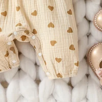 Baby Girls Summer Long Sleeve Printing Love With Bowknot  For Casual Daily Cotton Jumpsuit 3