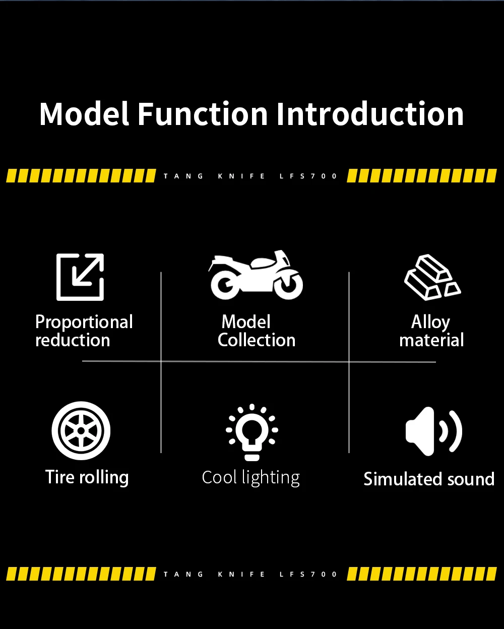 1:12 Tang Knife Lsf700 Motorcycle Off Road Alloy Diecast Model