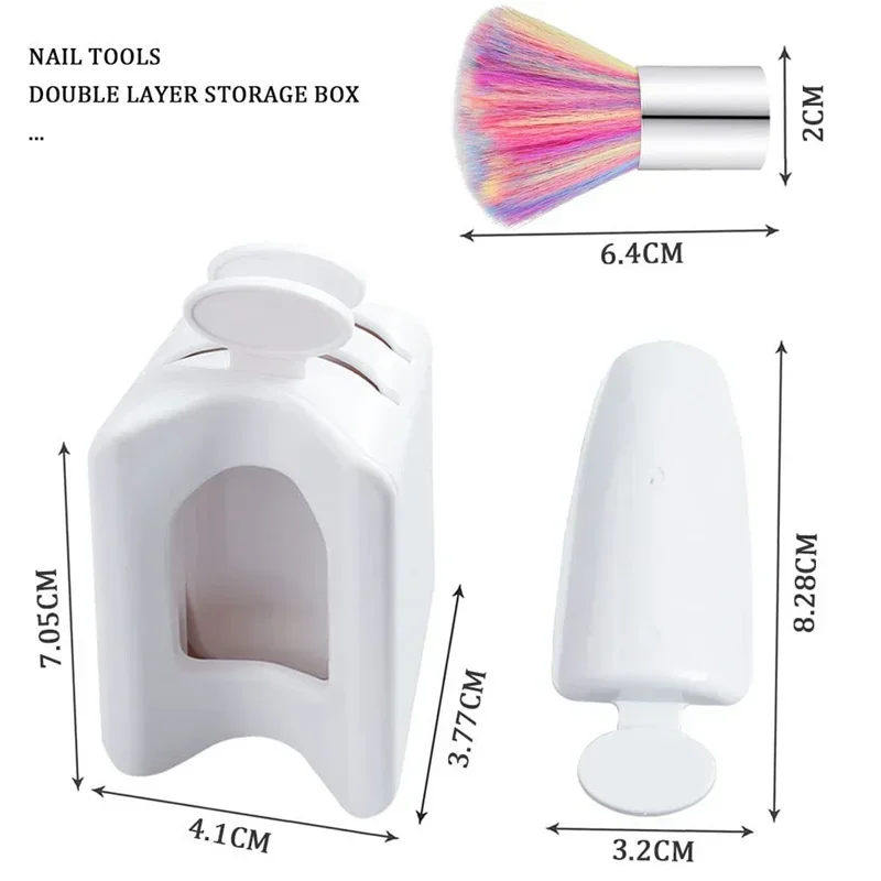 Nail Glitter Powder Recycling Box Double Layer Magic Mirror Powder Storage Case Shiny Sequin Rhinestone Container Manicure Tools
