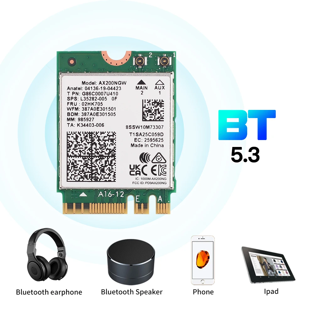 Mini Adaptador Pci-e para Win10 11 Wifi 6e Intel Ax210 sem Fio 5374mbps 802.11ax 2.4g 5ghz 6ghz Bt5.3 Wifi6 Ax200 Cartão Wifi M.2 - Imagem 5