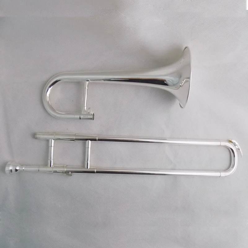 Silver plated Bb Slide Trumpet with Case Mouthpiece Yellow Brass Trumpetes Musical Instruments