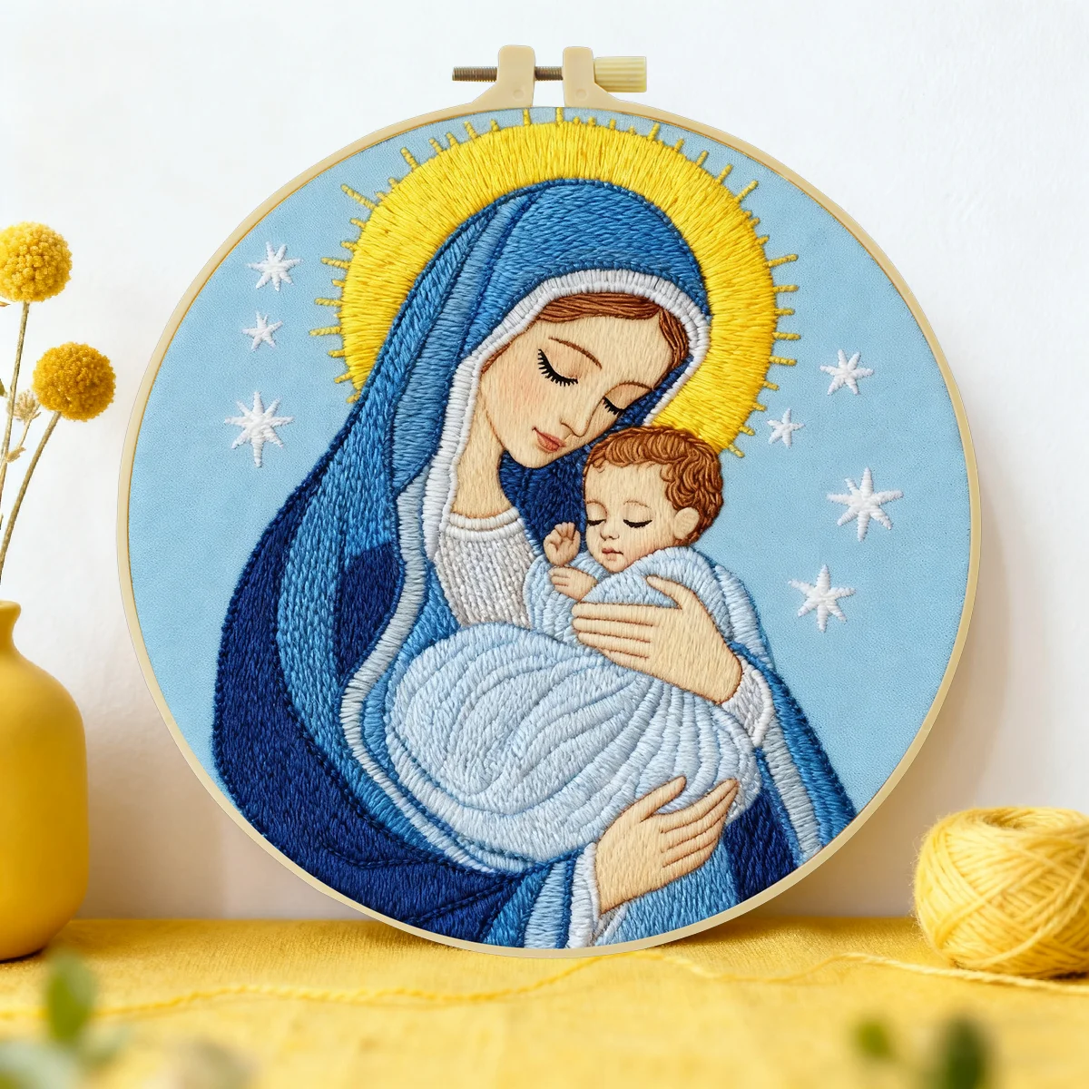 1 Stück 20X20CM/15X15CM 7,87/6,3 Zoll Religiöses Stickerei-Starter-Kit DIY-Set DIY-Stickerei-Set Handarbeit Nadelkunst