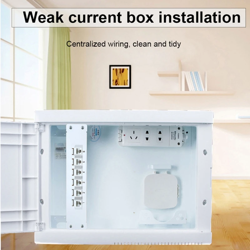 6 포트 CAT6 패치 패널은 RJ45 네트워크 케이블 랙/벽면 마운트용 코딩된 T568A/B 배선을 위해 비차폐 후면 CAT6을 지원합니다.