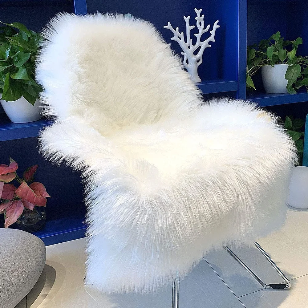 Fur Faux Sheepskin Soft Carpet Cushion Chair Sheepskin Fur Seat