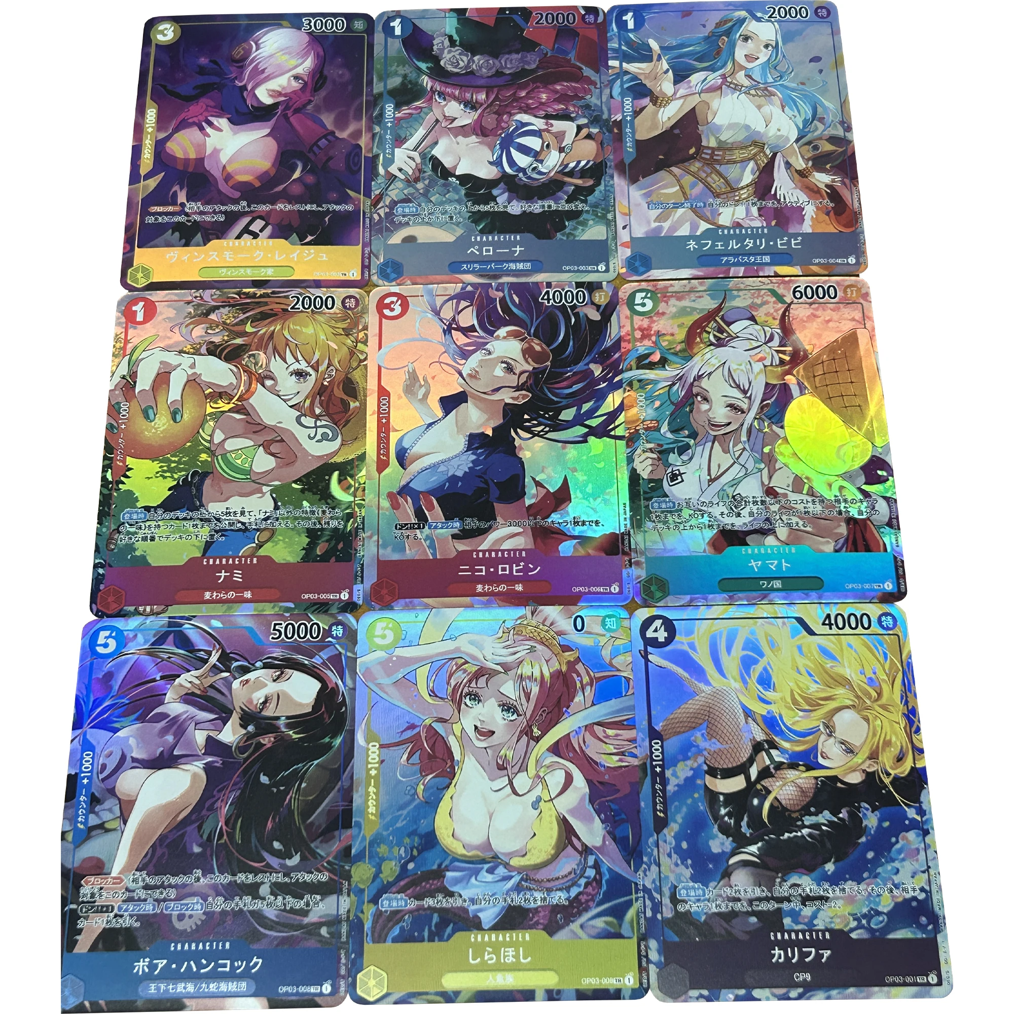9Pcs/set Diy Self Made ONE PIECE Flash Cards Nami Uta Yamato Hancock Vivi Robin Gift Toy Game Anime Collection Cards