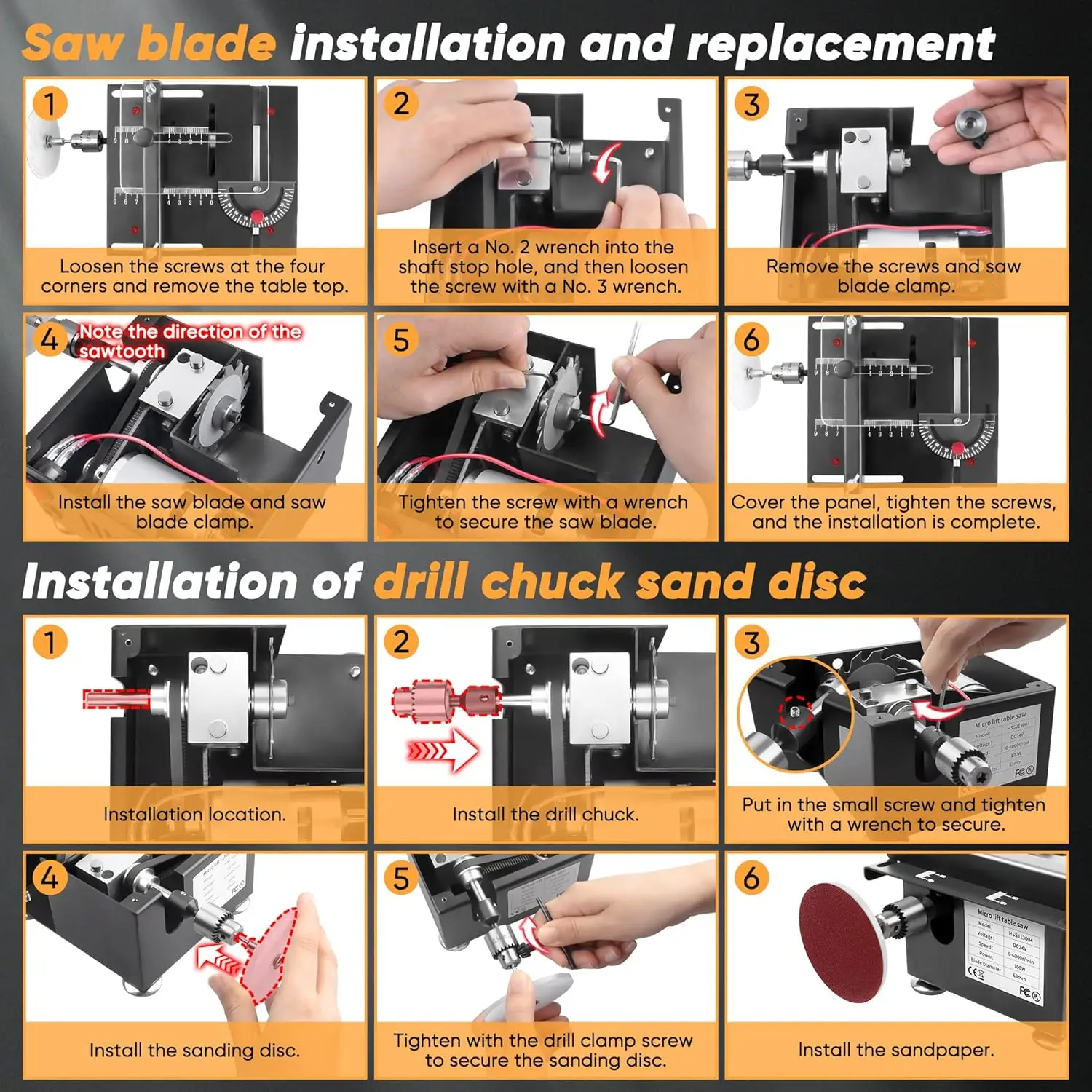 Mini Table Saw, Mini Multi-Functional Table Saw for Crafts, Speed & Angle Adjustable, Cutting | Sanding | Engraving