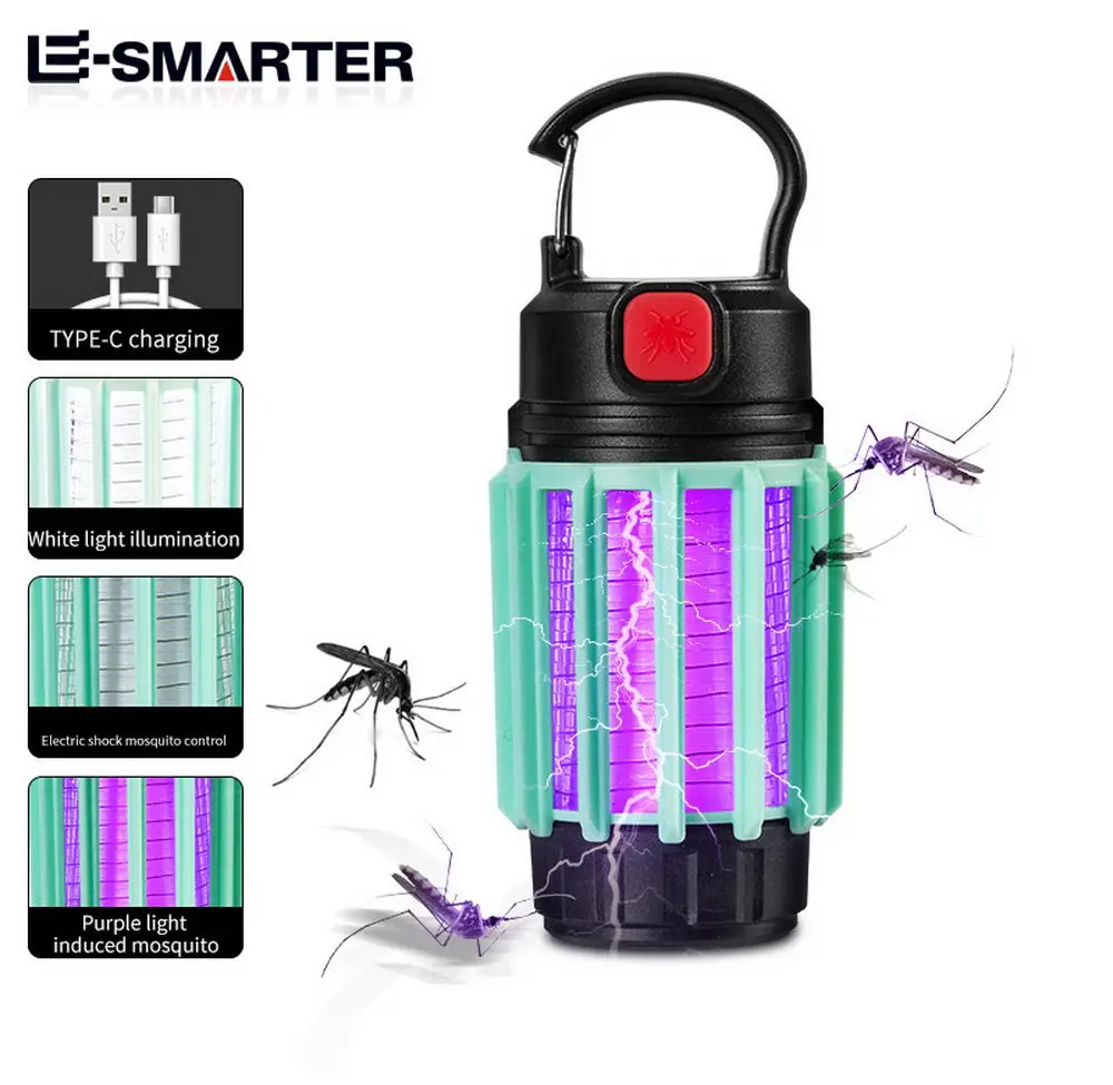 MINI USB Rechargeable LED Electric Shock Mosquito Killer Lamp Portable Lighting Mosquito Trap Household Repellent Lamp