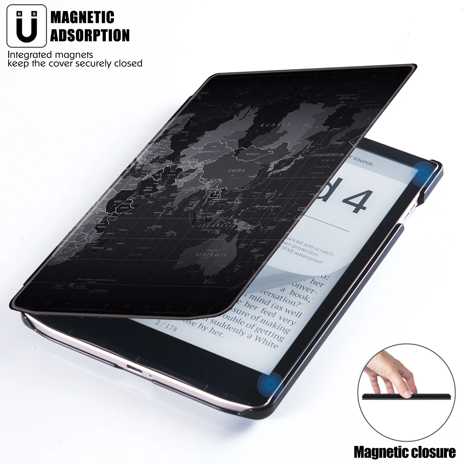 Slim Case for All-New PocketBook InkPad Color 2/Pocketbook InkPad 4 - Lightweight PU Leather Folio Cover with Auto Sleep/Wake