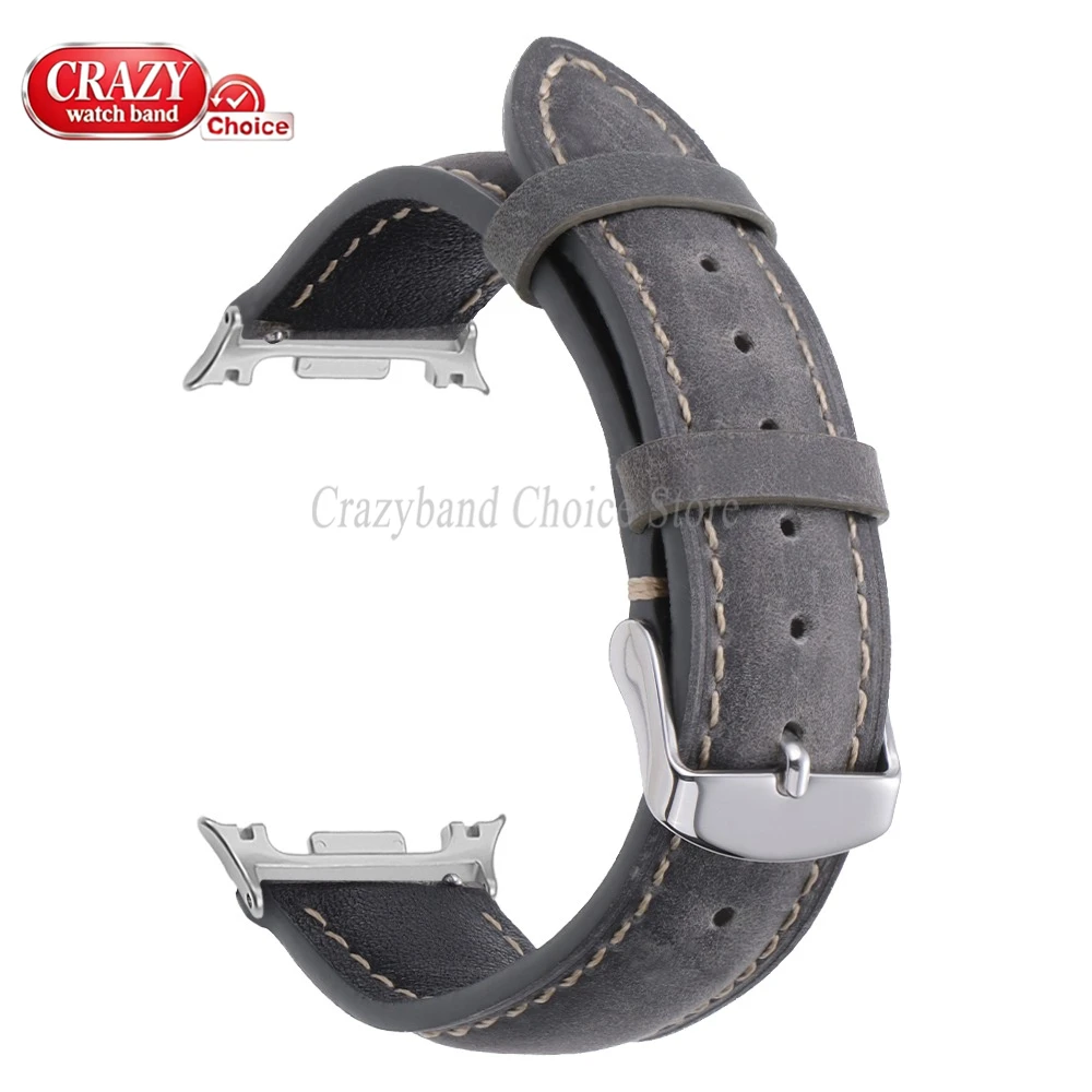 Premium No-Gap Leather Watch Strap - Unisex Design with Metal Accents