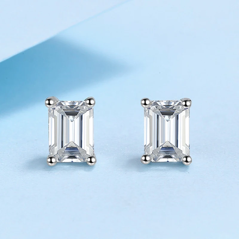 Moissanite Stud Earrings - Side View