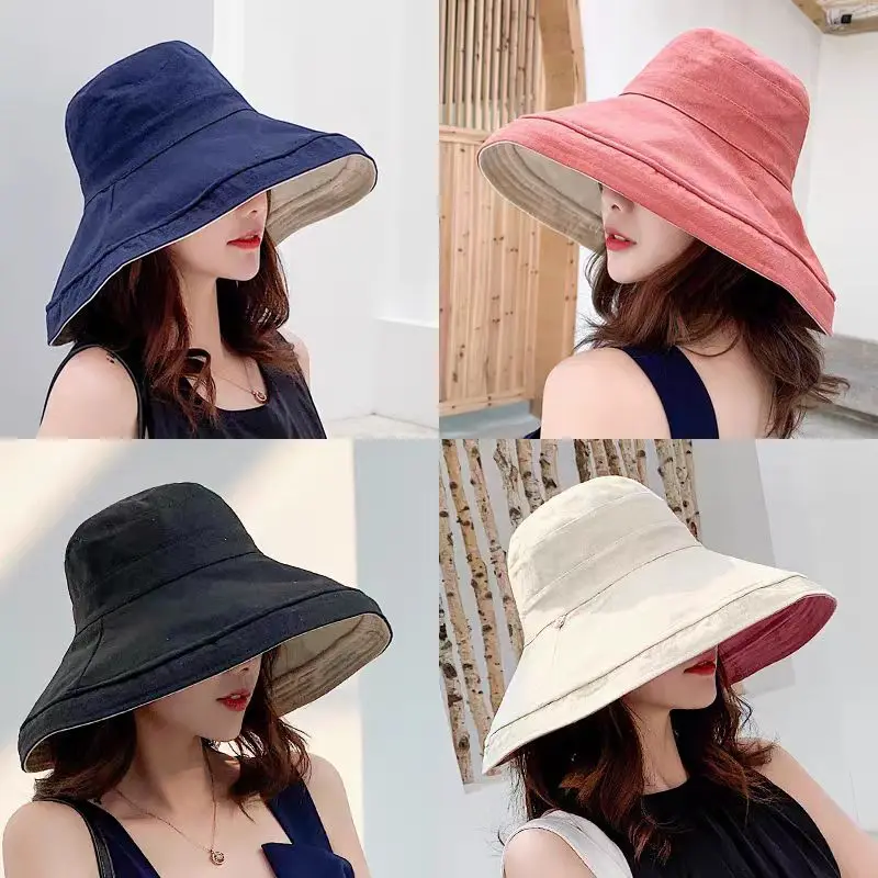 IYEBRAO 2 Pack Womens Ponytail Sun Hat UV Protection Bucket Hats Foldable Wide Brim Summer Boonie Beach Cap Fishing Hiking(Beige & Sky Blue - View #10