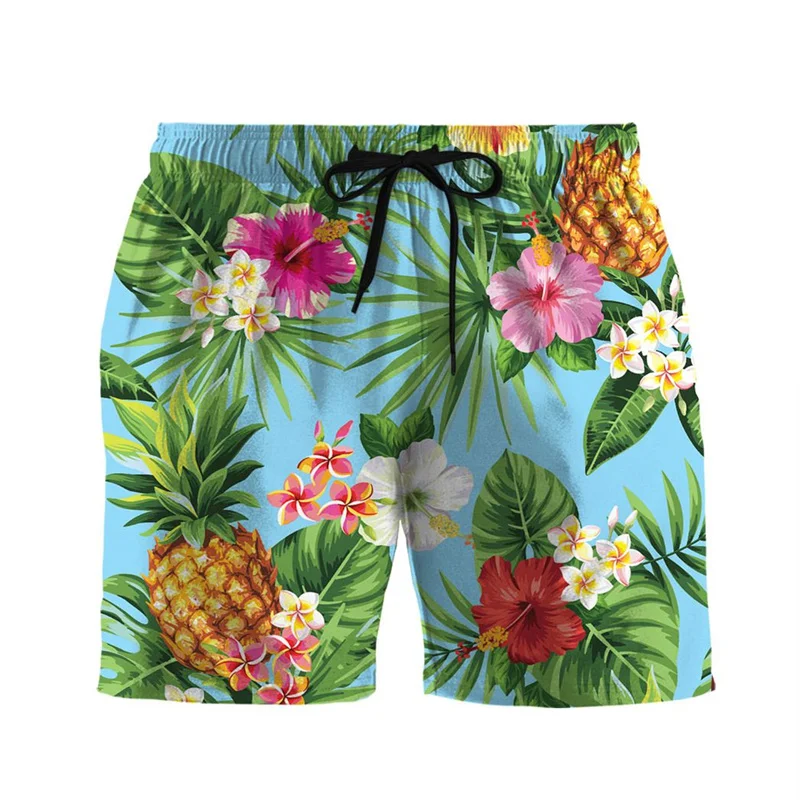 

Tropical Plants Coconut Tree Beach Shorts Men 3d Print Flower Hawaiian Surfing Board Shorts Summer Outdoor Street Short Pants